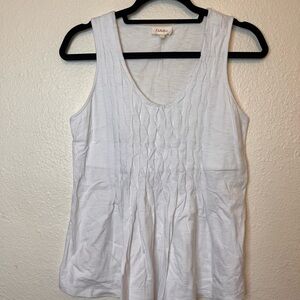 Deletta Anthropologie White Pleated Tank Top Size Small